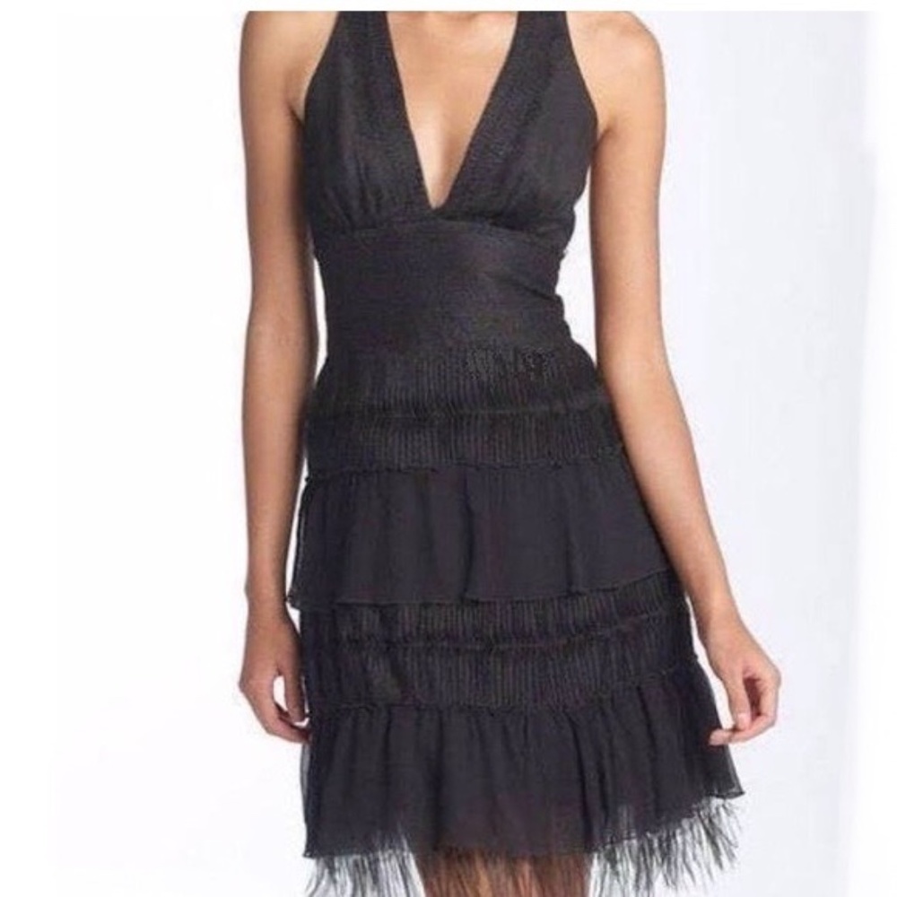 BCBG Black Lace Halter Dress